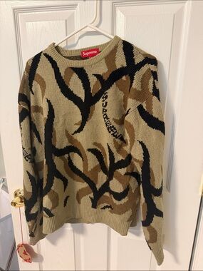 Supreme Olive, Black & Brown Camo Wave Knit Sweater